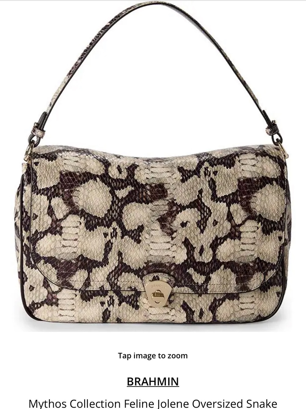 Brahmin Snake-Embossed Shoulder Bag in Natural and Brown